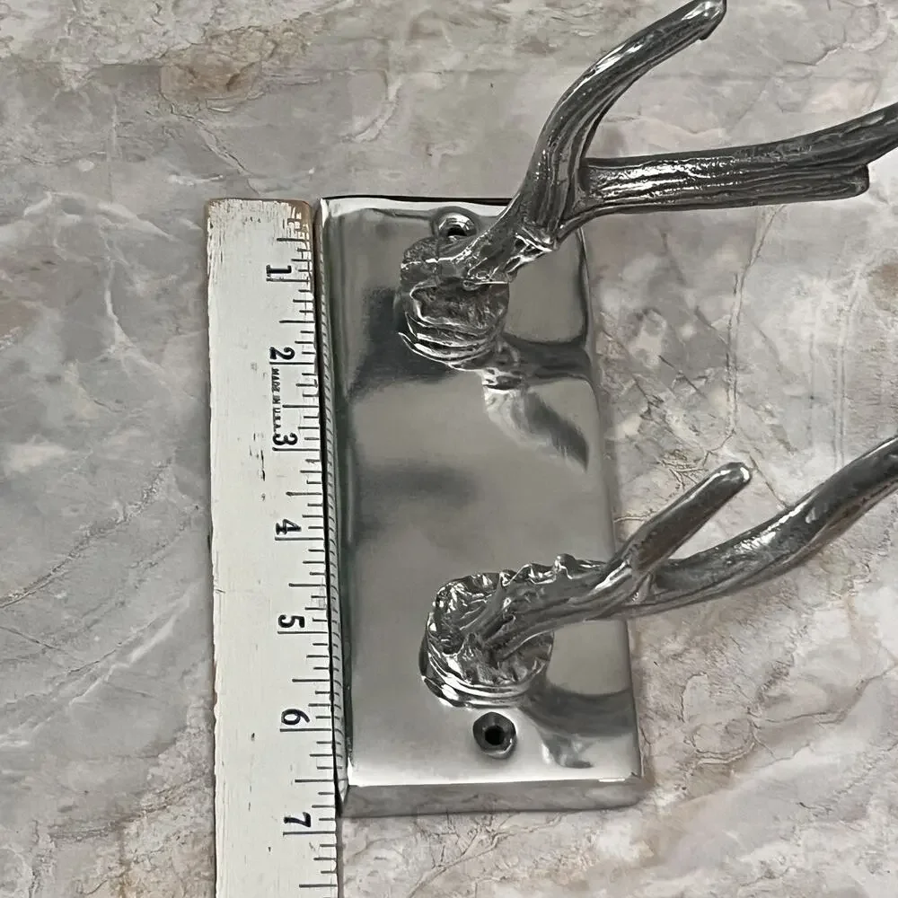 Double Antler Horn Inspired Hook Coat Hanger Western Home Decor Metal